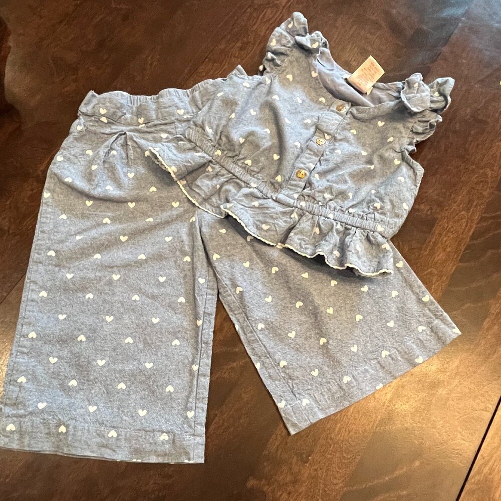 RACHEL ZOE KIDS 2 Piece Tank Top and Wide Leg Pants Size 4T Chambray